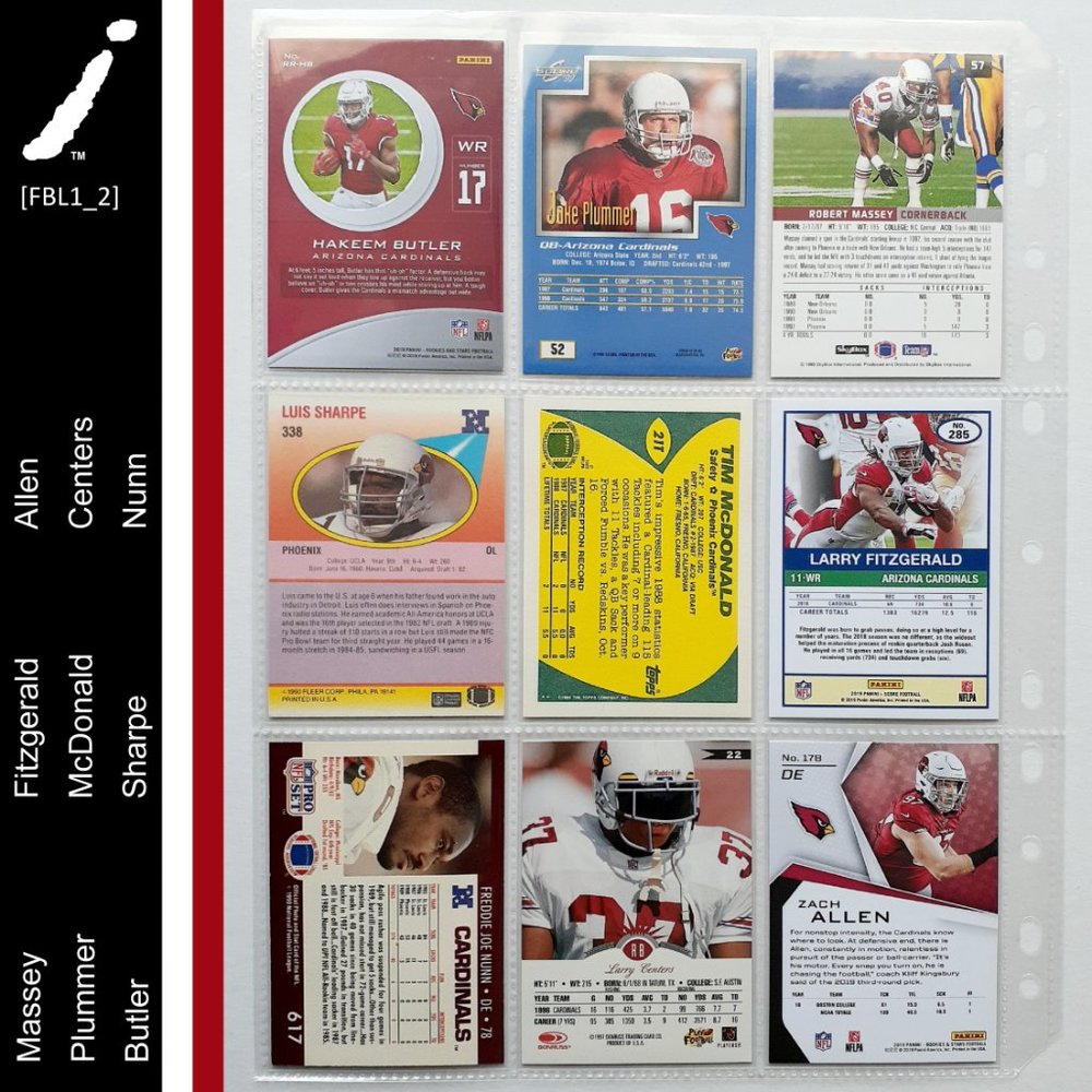 Arizona Cardinals 9 Card Lot [FBL1_2] - Picture 2 of 8